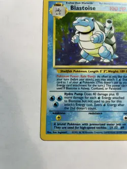 Pokemon TCG Blastoise Holo Unlimited Holo Card 2/102 Base Set MP WOTC 1999 - Image 2
