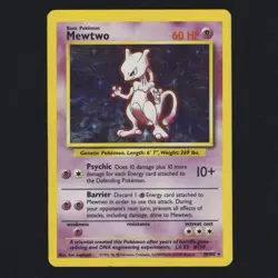 Mewtwo 10/102 Base Set Holo Unlimited Holo Rare Vintage Pokemon TCG MP 🔥 - Image 1