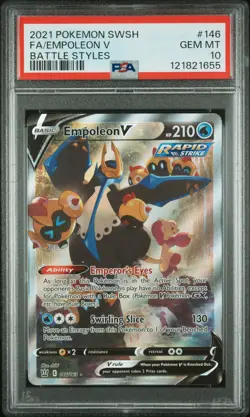 2021 POKEMON SWORD & SHIELD BATTLE STYLES #146 FULL ART/EMPOLEON V PSA 10 - Image 1