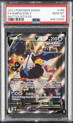 2021 POKEMON SWORD & SHIELD BATTLE STYLES #146 FULL ART/EMPOLEON V PSA 10 - Image 1