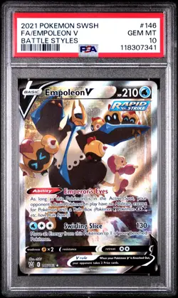 2021 POKEMON SWORD & SHIELD BATTLE STYLES #146 FULL ART/EMPOLEON V PSA 10 - Image 1