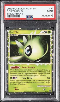 2010 POKEMON HEARTGOLD & SOULSILVER TRIUMPHANT #92 CELEBI-HOLO PSA 9 - Image 1
