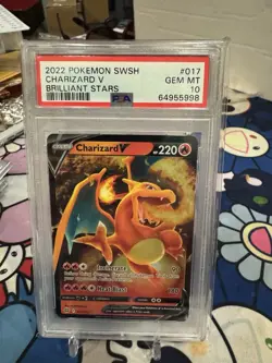 2022 Pokemon SWSH Brilliant Stars Full Art Charizard V #17 PSA 10 GEM MINT - Image 1