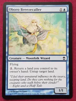 Magic The Gathering SAVIORS OF KAMIGAWA OBORO BREEZECALLER blue card MTG - Image 1