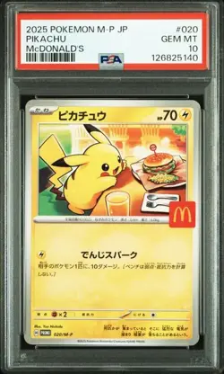 PSA 10 Pikachu 020/M-P McDonald's Happy Set Promo 2025 Pokemon Card Japanese - Image 1