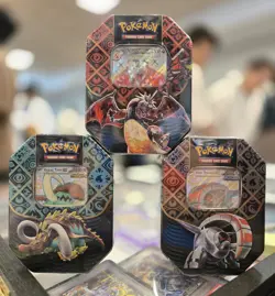 Pokemon TCG Paldean Fates Set of 3 Tins Brand New & Sealed - Image 1