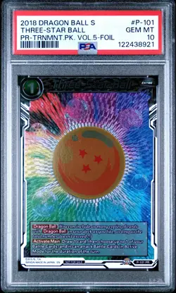 THREE-STAR BALL DRAGON BALL SUPER CARD GAME SERIES 5 2018 P-101 FOIL PSA 10 - Image 1