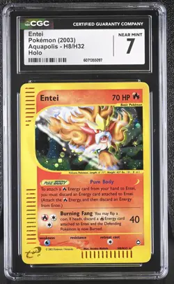 CGC 7 Entei 2003 Aquapolis H8/H32 Holo Pokemon Card - Image 1