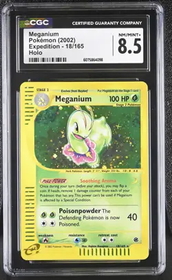 CGC 8.5 Meganium 2002 Expedition 18/165 Holo Pokemon Card - Image 1