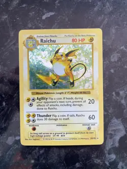 Raichu 14/102 Shadowless Base Set Pokemon Card Played - Image 1