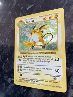 Raichu 14/102 Shadowless Base Set Pokemon Card Played - Image 2