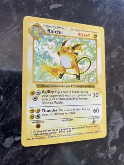 Raichu 14/102 Shadowless Base Set Pokemon Card Played - Image 3
