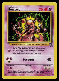 Pokemon Card - Mewtwo WoTC Black Star Promo 14 Non-Holo - Image 1