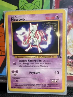 Pokemon Mewtwo WB Promo Card 1999 Holo Rare 70 HP Psyburn - Image 1