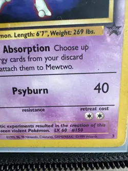 Pokemon Mewtwo WB Promo Card 1999 Holo Rare 70 HP Psyburn - Image 5