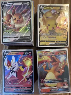 Pokemon Card Decks Lot with Sleeves! Pikachu Charzard Eevee Cinderace English - Image 1