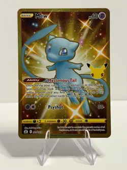 Celebrations Mew Full Art Ultra Rare Gold Holo 25/25 Pokemon Card - Image 1