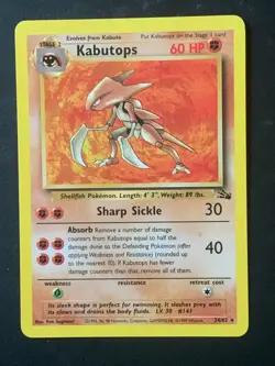 Kabutops 24/62 Fossil Non Holo Rare Vintage Pokemon Card - Image 1