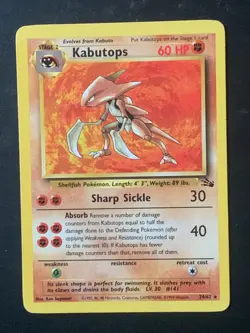 Kabutops 24/62 Fossil Non Holo Rare Vintage Pokemon Card - Image 3