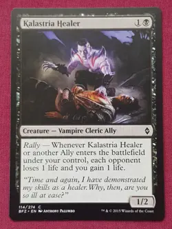 Magic The Gathering BATTLE FOR ZENDIKAR KALASTRIA HEALER black card MTG - Image 1