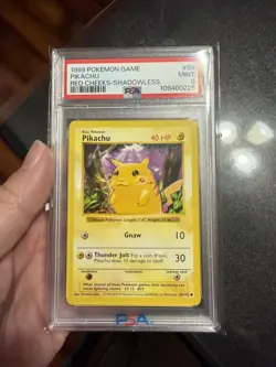 PSA 9 Pikachu 58/102 Red Cheeks Shadowless Base Set 1999 Pokemon Card - Image 1
