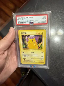 PSA 9 Pikachu 58/102 Red Cheeks Shadowless Base Set 1999 Pokemon Card - Image 4
