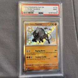 PSA 9 MINT Shiny Paldean Tauros Rare 172/091 Paldean Fates Graded Pokemon Card - Image 1