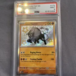 PSA 9 MINT Shiny Paldean Tauros Rare 172/091 Paldean Fates Graded Pokemon Card - Image 3