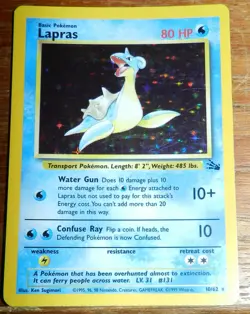 Pokemon Card Lapras Holo 10/62 Rare 80 HP 1999 - Image 1