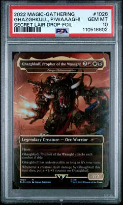 2022 MTG SECRET LAIR DROP FOIL #1028 GHAZGHKULL, PROPHET OF THE WAAAGH! PSA 10 - Image 1