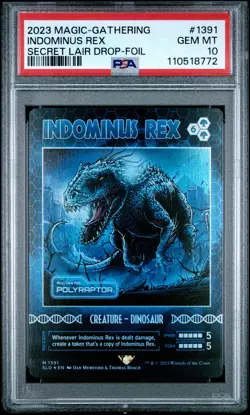 2023 MTG SECRET LAIR DROP FOIL #1391 INDOMINUS REX PSA 10 - Image 1