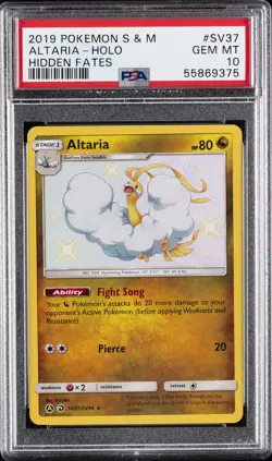 2019 POKEMON SUN & MOON HIDDEN FATES #SV37 ALTARIA-HOLO PSA 10 - Image 1