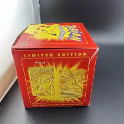 1999 Pokemon Pikachu 23k Gold Plated Trading Card & Pokeball Burger King Sealed - Image 5