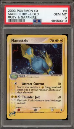 Pokemon Manectric EX Ruby & Sapphire Holo Rare #9 PSA 10 Gem Mint - Image 1