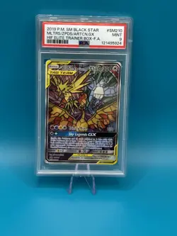 Pokemon TCG - Moltres, Zapdos & Articuno GX PSA 9 Mint - SM210 Black Star Promo - Image 1