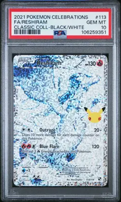 2021 POKEMON CELEBRATIONS CLASSIC COLLECTION #113 FULL ART/RESHIRAM PSA 10 - Image 1