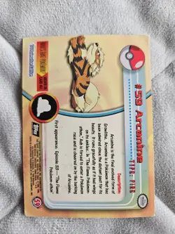 1999 Topps Pokemon TV Black Logo Flames Foil Arcanine #59 - Image 2