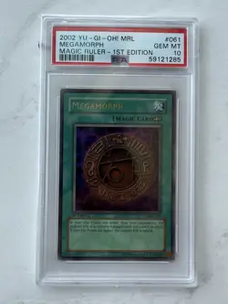 Yugioh PSA 10 Megamorph 1st Edition 2002 MRL Magic Ruler Ultra Rare Equip Card! - Image 1