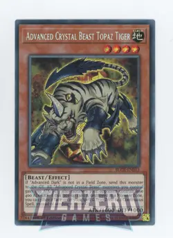 Yugioh Advanced Crystal Beast Topaz Tiger BLCR-EN013 Secret Rare 1st Edition - Image 1