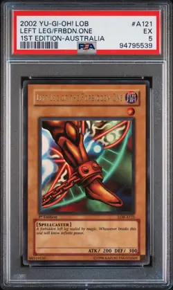 2002 Yu-Gi-Oh! Left Leg Of Forbidden One LOB 1st Ed Ultra PSA 5 AUSTRALIA - Image 1