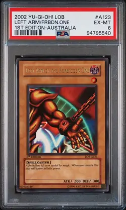 2002 Yu-Gi-Oh! Left Arm Of Forbidden One LOB 1st Ed Ultra PSA 6 AUSTRALIA - Image 1