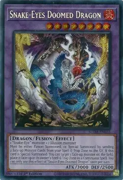 Snake-Eyes Doomed Dragon SUDA-EN035 Secret Rare Yugioh YGO Supreme Darkness - Image 1