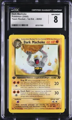 CGC 8 NM-MINT Dark Machoke Team Rocket 1st Edition 40/82 Pokemon Card - Image 1