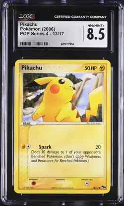 CGC 8.5 NM-MINT 2006 Pokemon POP Series 4 Pikachu #13/17 Graded Pokemon - Image 1