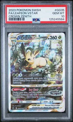 2023 POKEMON SWORD & SHIELD CROWN ZENITH #GG35 FULL ART/LEAFEON VSTAR PSA 10 - Image 1