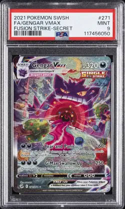 2021 POKEMON SWORD & SHIELD FUSION STRIKE SECRET #271 FULL ART/GENGAR VMAX PSA 9 - Image 1