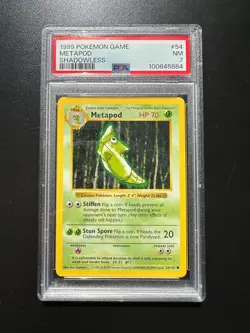 METAPOD 54/102 Base Set PSA 7 NM Shadowless Pokemon TCG card - Image 1