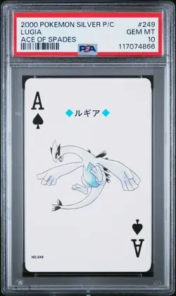 2000 POKEMON SILVER VERSION PLAYING CARDS ACE OF SPADES #249 LUGIA PSA 10 - Image 1