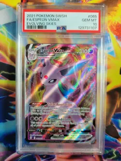 Pokemon Espeon VMax Full Art Evolving Skies #065 Graded Card PSA 10 - Image 1