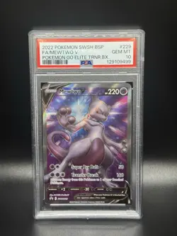 2022 Pokemon Swsh Black Star Promo Fa/Mewtwo V Pokemon Go Elite Trnr.Bx. PSA 10 - Image 1